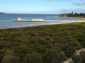 You can see the Queenscliff Pier in the distance, as well as the black lighthouse inside Fort Queenscliff.
